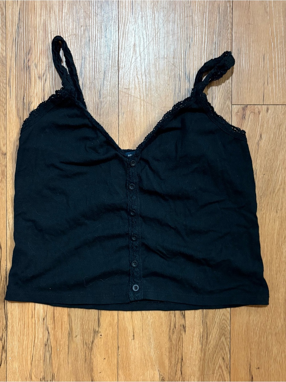 Black lace trim camisole tank top